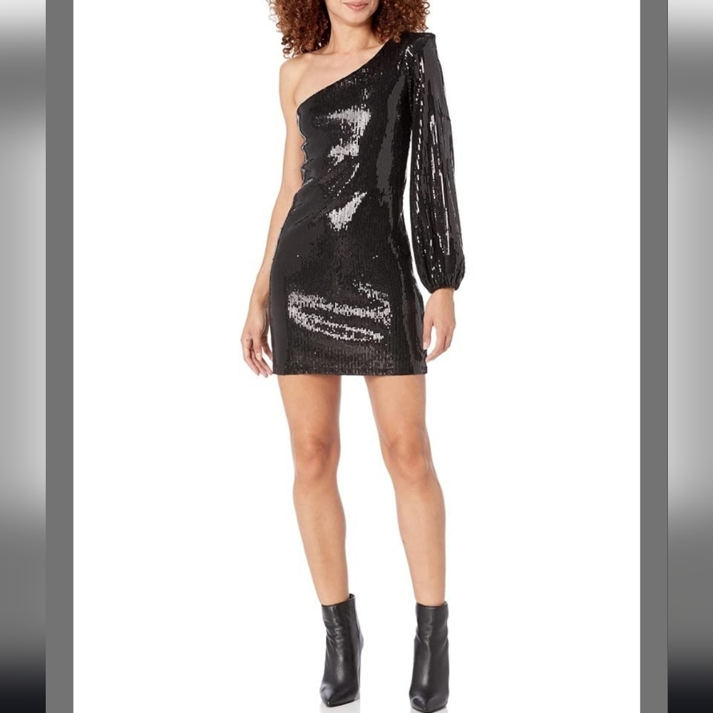 One-Shoulder Black Sequin Dress NWT